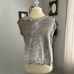 Women’s Brown Washed Sleeveless Sweater